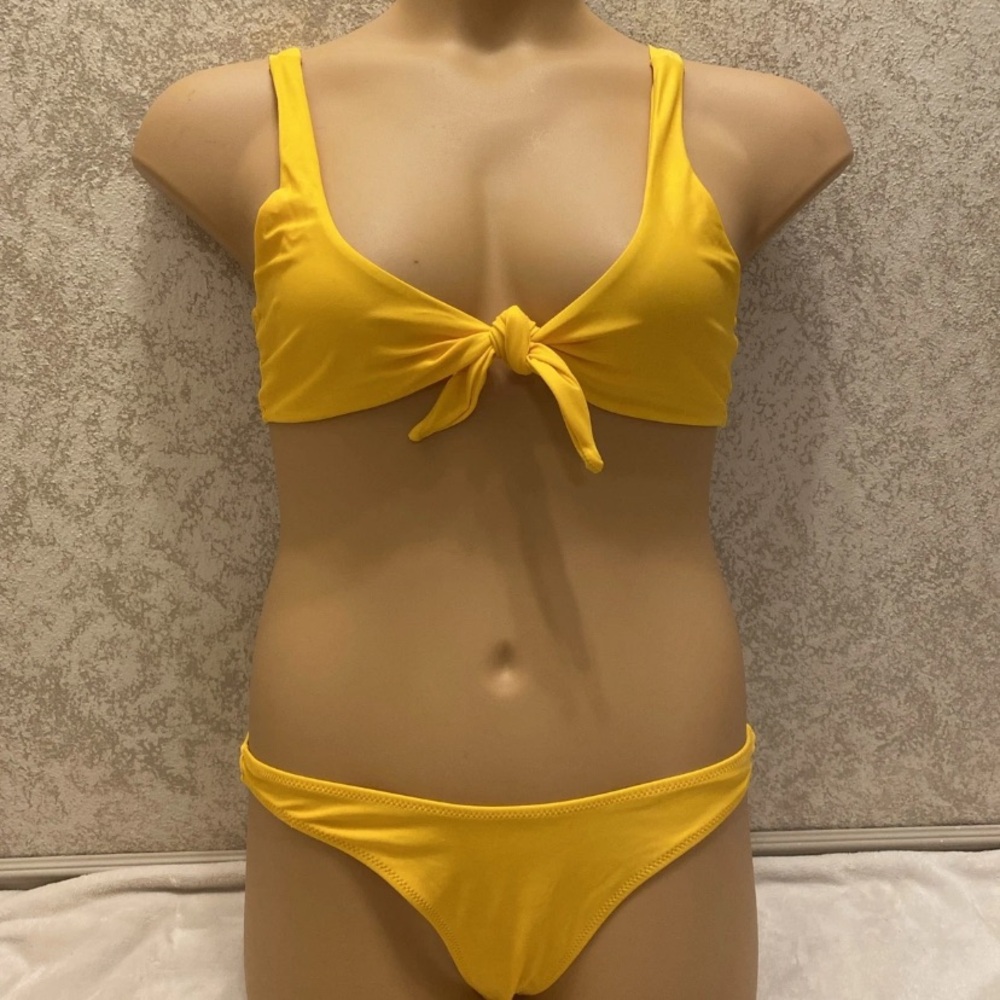 SHEIN Bright Yellow Bikini with Knot Detail